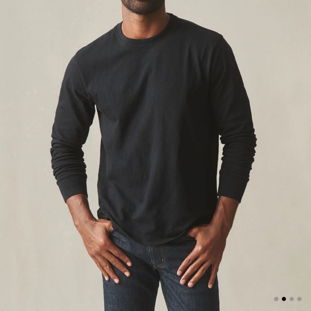 NEW American Giant Premium Slub Crew Tee Long Sleeve Black Size L